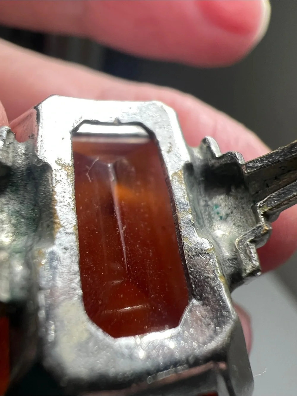Bold Large Amber Faceted Cocktail Ring  -  Size 5 3/4 -  Heirloom Estate Vintage